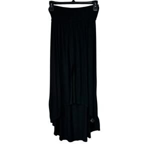 Free People Beach X-Small Hi-Low Maxi Skirt Smocked Waist Front Slit Stretch